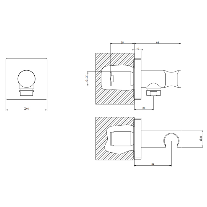 GESSI Rilievo вывод воды с держателем для душевой лейки на 1/2, цвет: хром - Gidratop.ru изображение