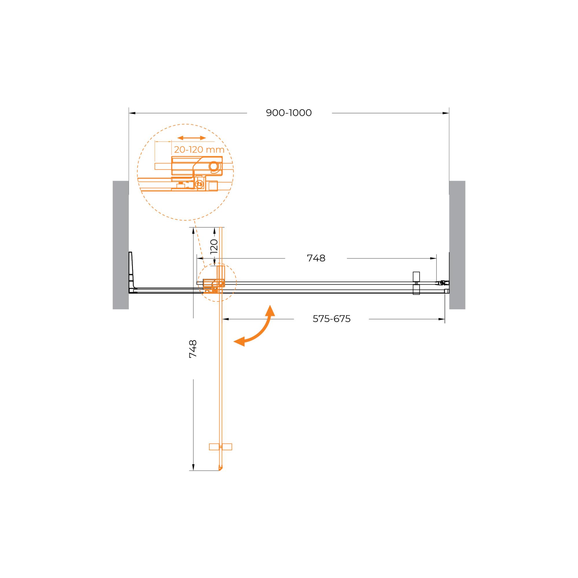 Душевая дверь в нишу CEZARES SLIDER-B-1-90/100-C-BORO - Gidratop.ru изображение