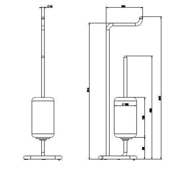Gessi Goccia стойка с держателем для туалетной бумаги и ершиком, напольная, цвет: хром/белый - Gidratop.ru изображение