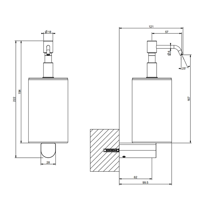GESSI Rilievo дозатор для жидкого мыла настенный, цвет: черный/nero XL - Gidratop.ru изображение