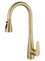 Смеситель для кухни с выдвижным изливом WONZON & WOGHAND, Брашированное золото (WW-121E201B-BG) - Gidratop.ru изображение