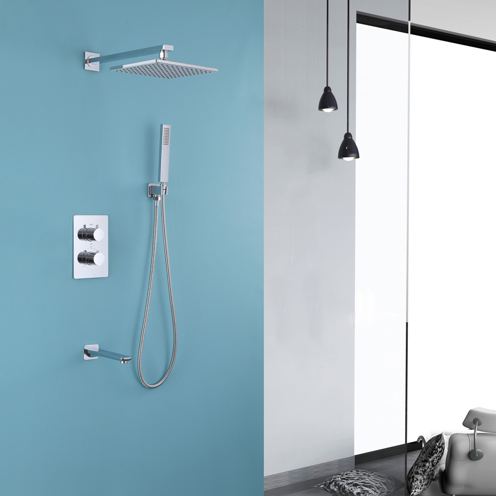 Душевая система ABBER Weiss Insel AF8050 скрытого монтажа с изливом, термостат, хром - Gidratop.ru изображение