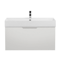 PREMIUM Тумба подвесная под раковину с выдвижным ящиком и внутренним ящиком, 55401 Bianco opaco, 90x44x43 - Gidratop.ru изображение