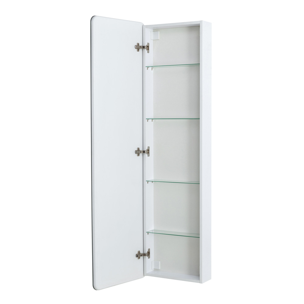 Зеркальный шкаф с одной распашной дверью, с четырьмя стеклянными полками, со встроенной подсветкой и сенсорным выключателем SPC-MAR-450/1600-1A-LED-TCH, 12W, 220-240V,455x1595x150 - Gidratop.ru изображение