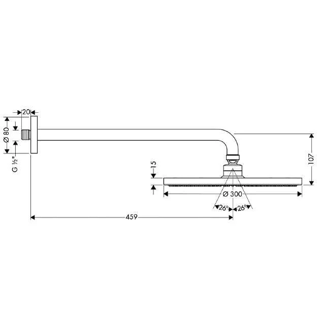 Верхний душ Hansgrohe Raindance S 300 1jet 27492000, с держателем 46 см - Gidratop.ru изображение