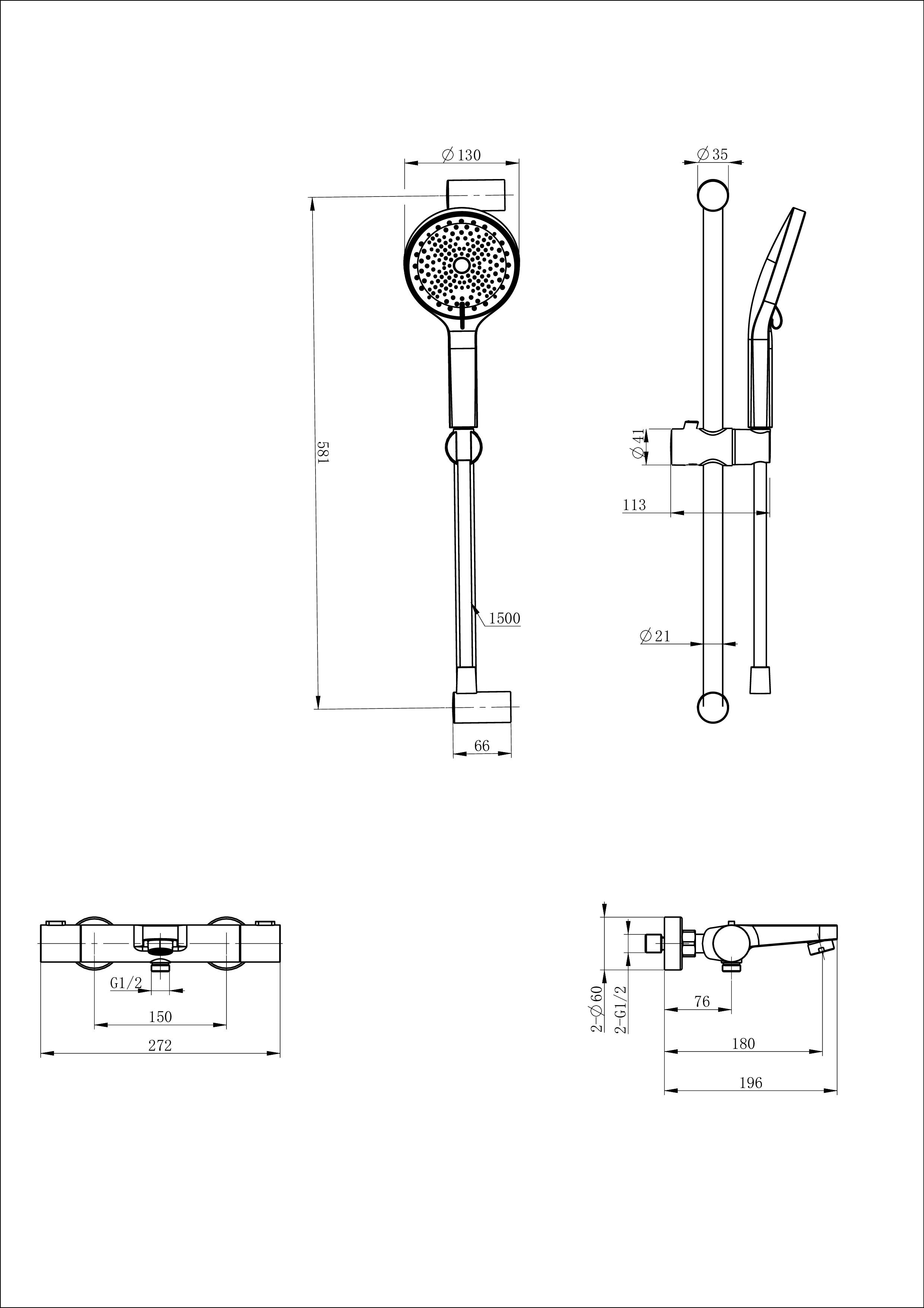Смеситель для ванны с душевым гарнитуром и термостатом WONZON & WOGHAND, Хром (WW-C2018-A-CR) - Gidratop.ru изображение