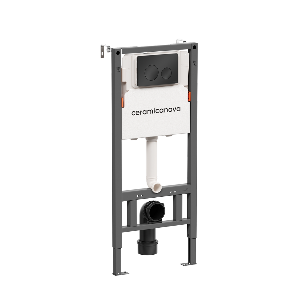 Система инсталляции для унитазов CERAMICANOVA Balance с кнопкой смыва Circle, цвет черный матовый, с креплениями, арт.CN121001MB - Gidratop.ru изображение