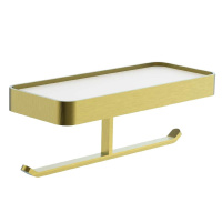 Двойной держатель для туалетной бумаги с полкой WONZON & WOGHAND LOTTE, Брашированное золото (WW-8356A-BG) - Gidratop.ru изображение