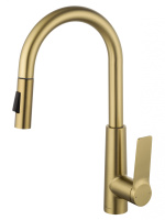 Смеситель для кухни с выдвижным изливом WONZON & WOGHAND, Брашированное золото (WW-A20782-BG) - Gidratop.ru изображение