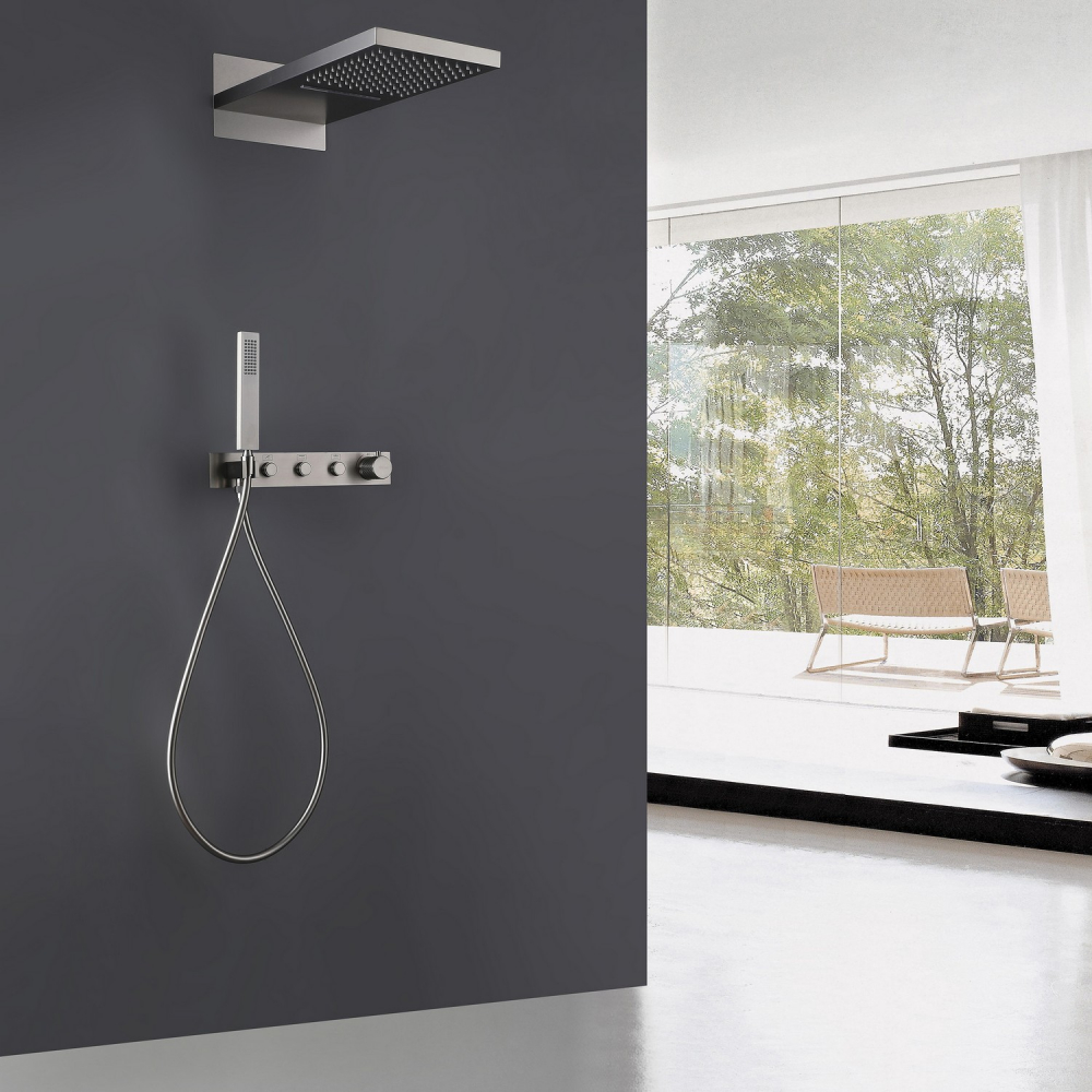 Душевая система ABBER Rund AF8752SP скрытого монтажа без излива, термостат, сатин - Gidratop.ru изображение