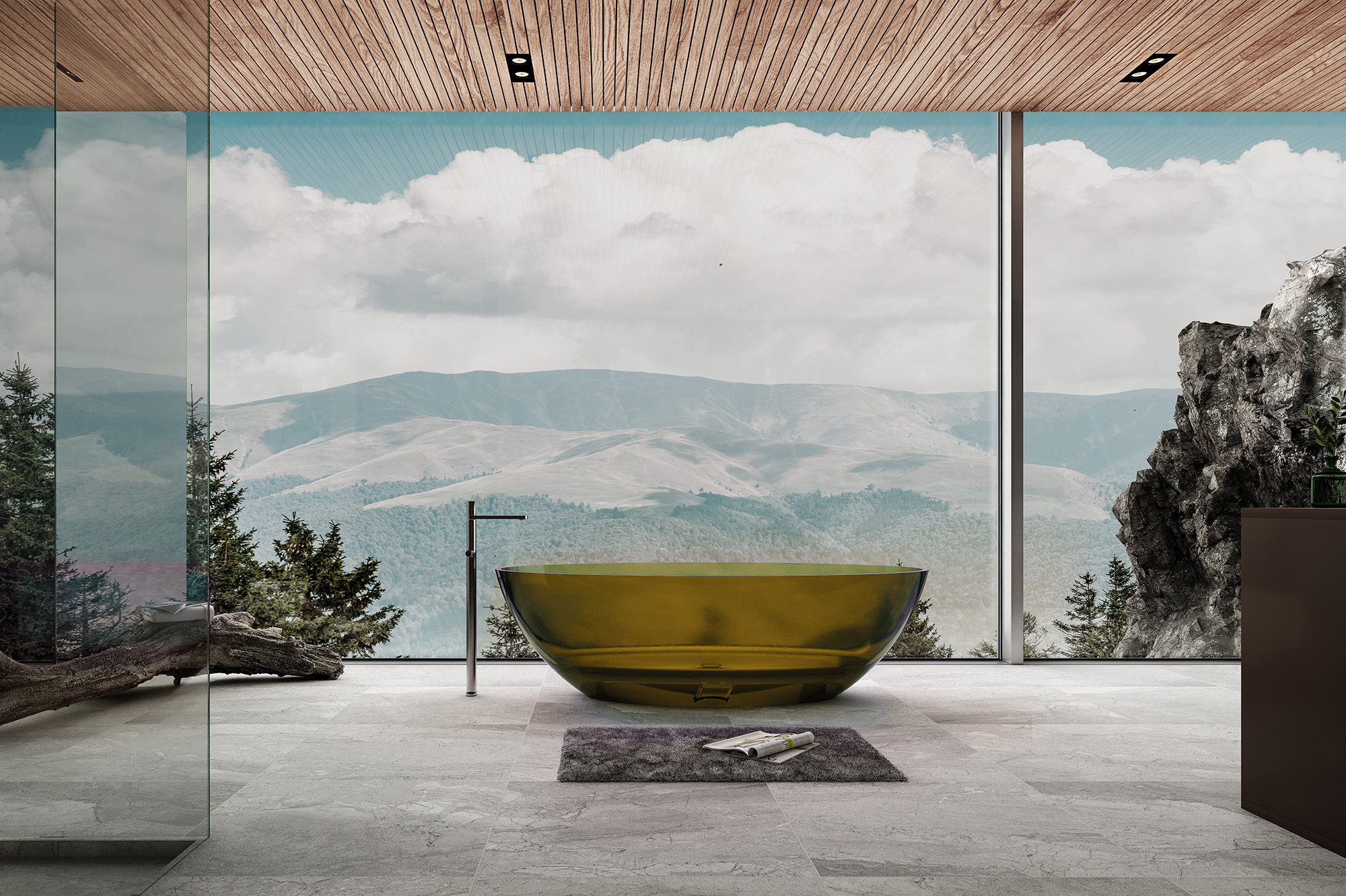 Прозрачная ванна ABBER Kristall AT9702Vesuvian оливковая - Gidratop.ru изображение