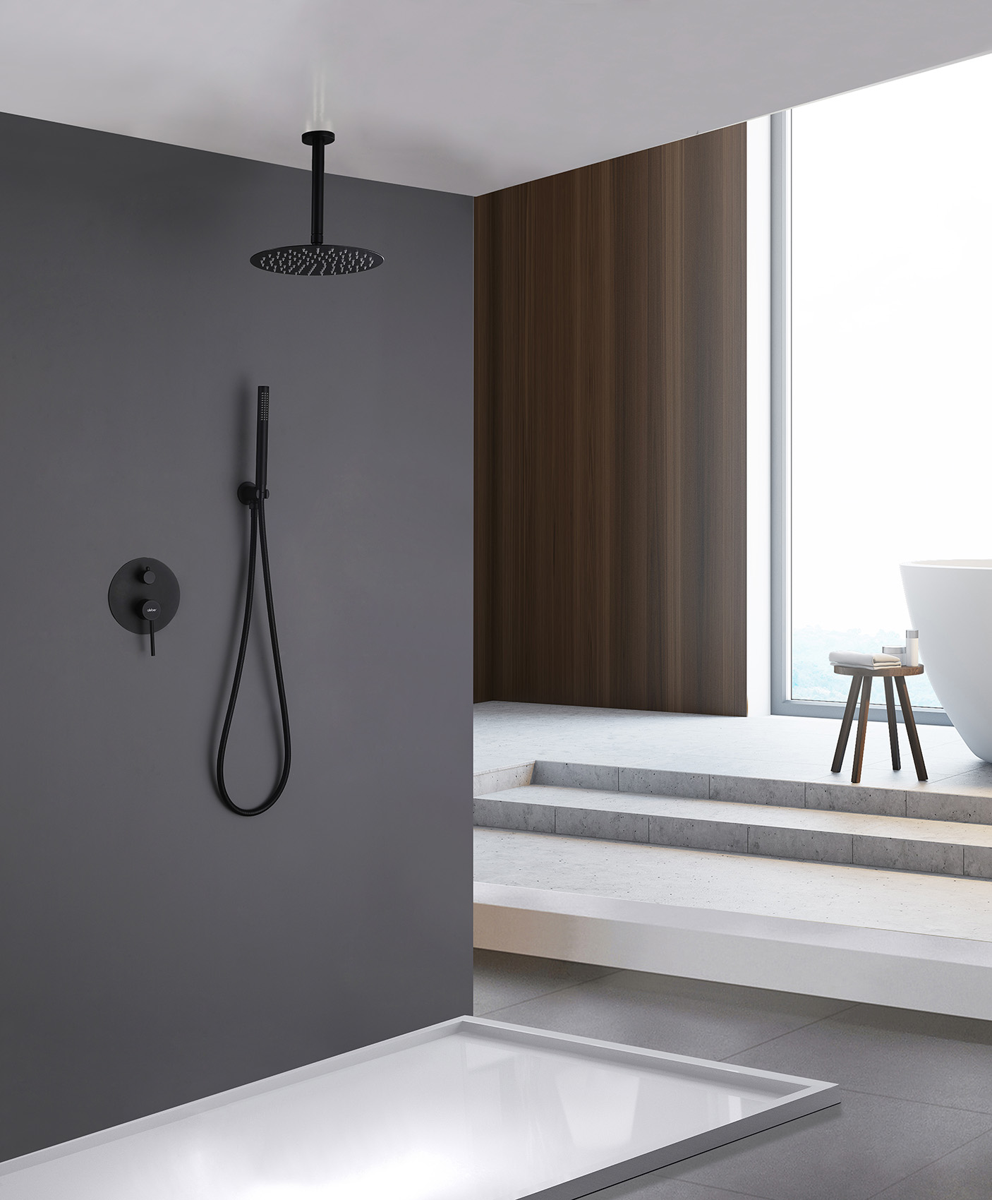 Душевая система ABBER Emotion AF8821B скрытого монтажа без излива, черная матовая - Gidratop.ru изображение