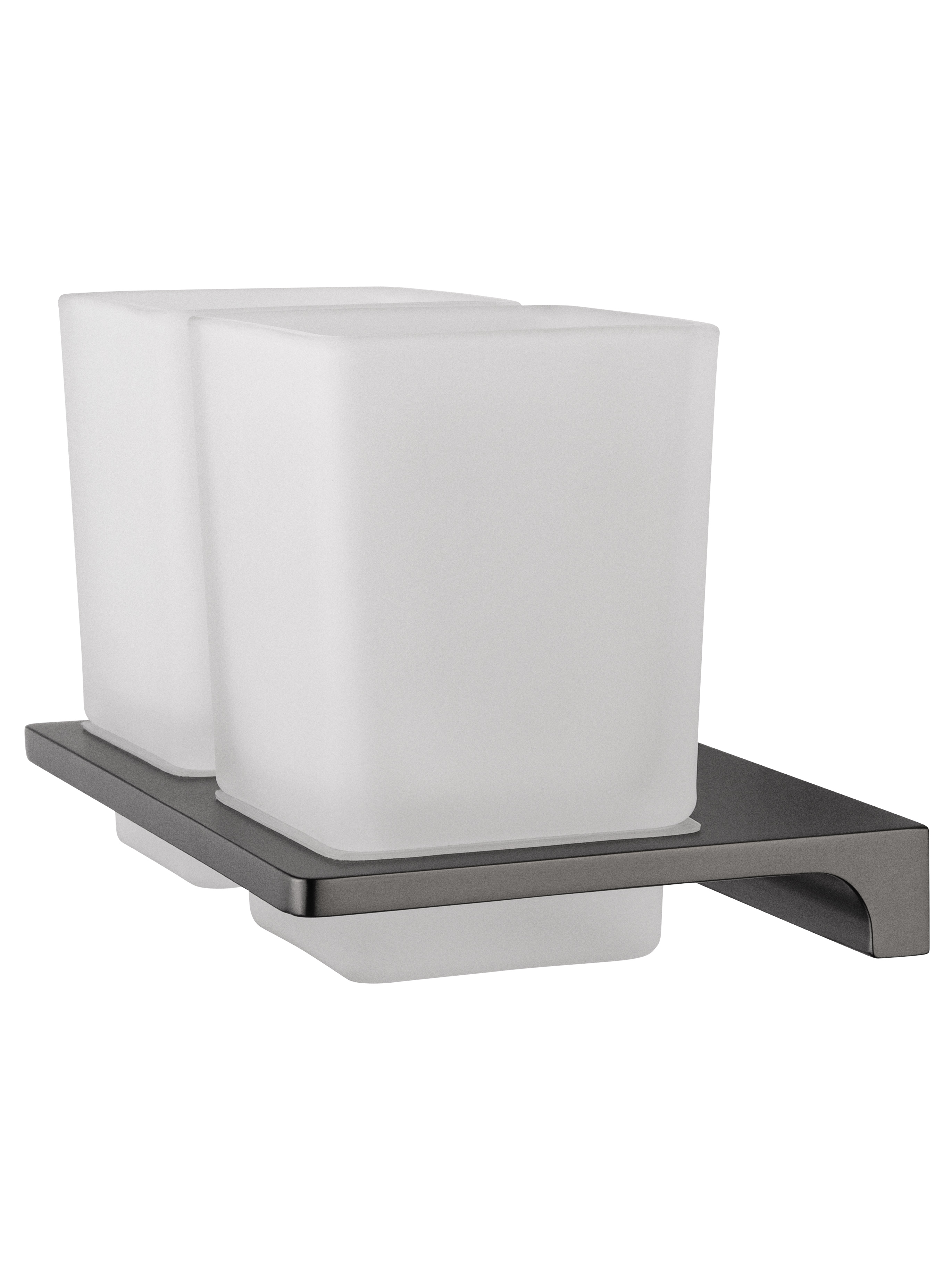 Два стакана для зубных щеток с держателем WONZON & WOGHAND ECLIPSE, Темный графит (WW-9128-GM) - Gidratop.ru изображение