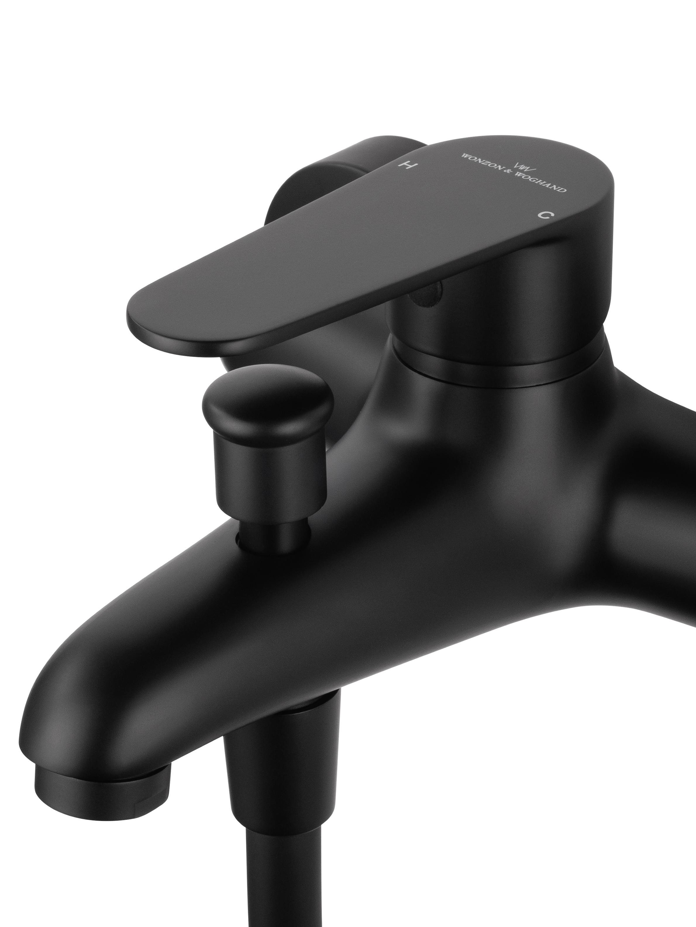 Смеситель для ванны с душевым гарнитуром WONZON & WOGHAND ALFA, Черный матовый (WW-AE3201-MB) - Gidratop.ru изображение