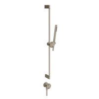 GESSI Origini штанга в комплекте с душевой лейкой, шланг 1,50 м и вывод воды. в компл с отд вставкой, цвет: Finox Brushed Nickel - Gidratop.ru изображение