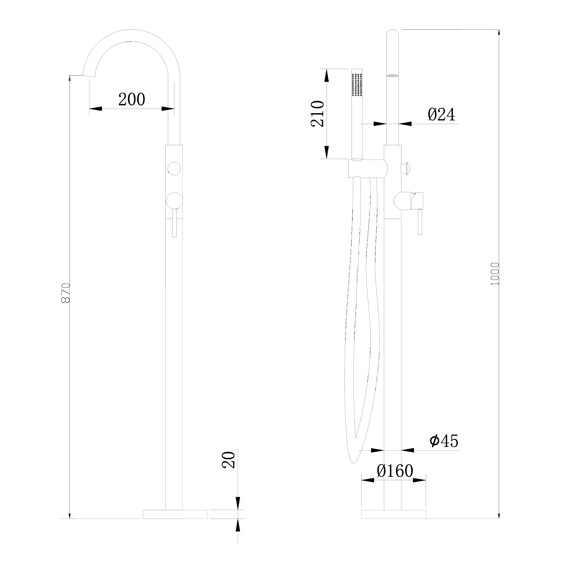 Смеситель ABBER Wasser Kreis AF8115BN напольный для ванны, черный матовый - Gidratop.ru изображение