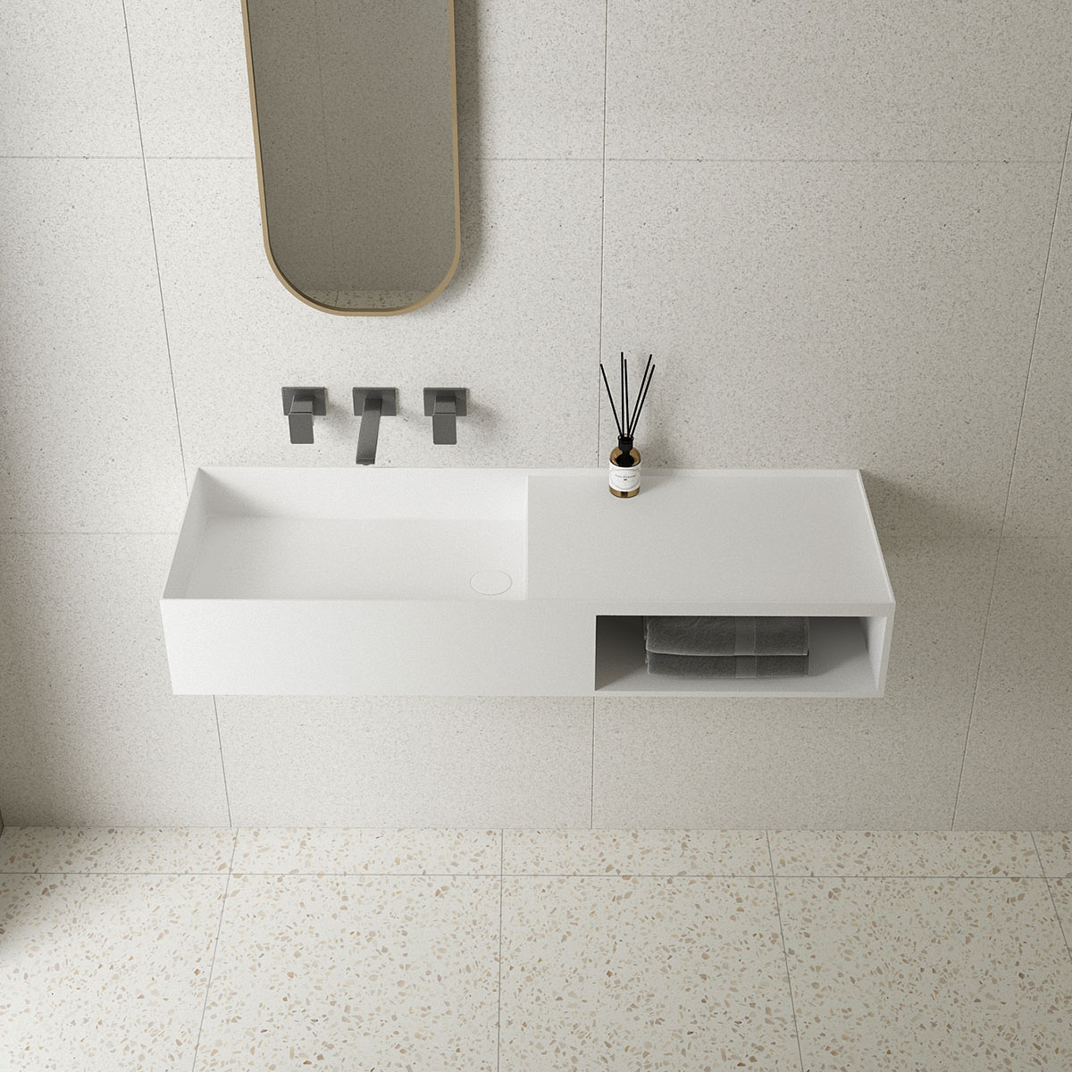 Раковина из искусственного камня Vincea VWB-6S112MW, 1200*400*200, подвесная, цвет белый матовый - Gidratop.ru изображение