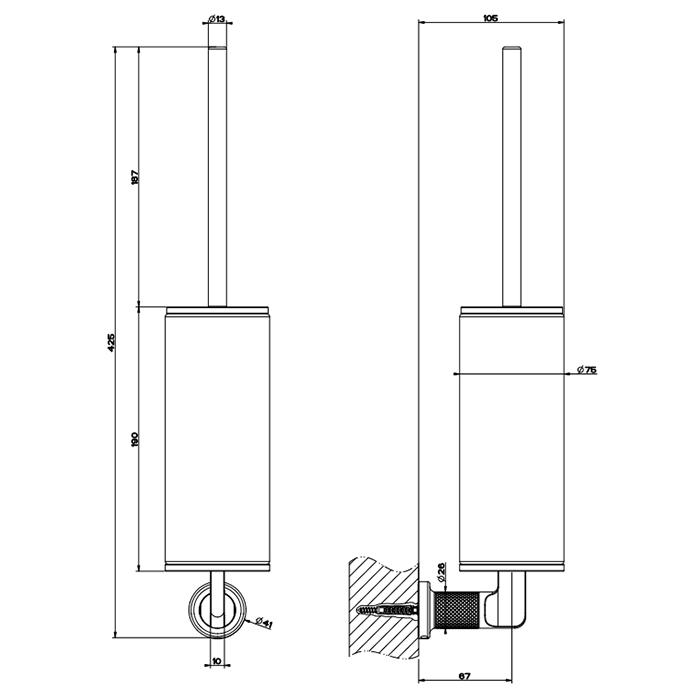 GESSI INCISO ершик настенный, цвет: finox - Gidratop.ru изображение