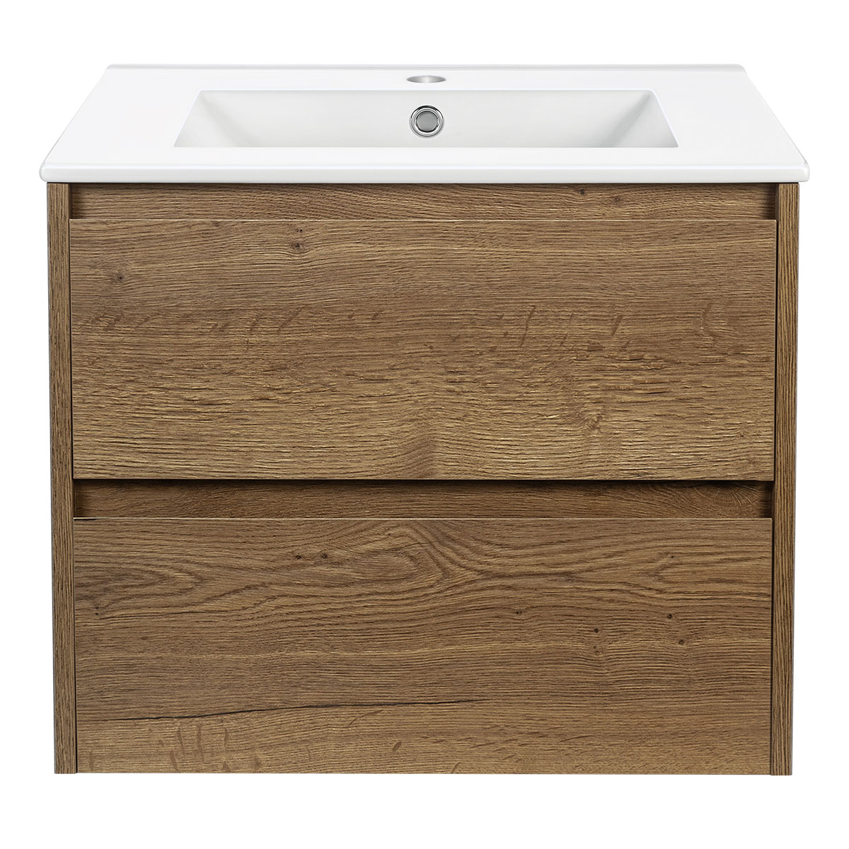 База под раковину Gio 600 подвесная, 2 выкатных ящика soft-close, T.Oak - Gidratop.ru изображение