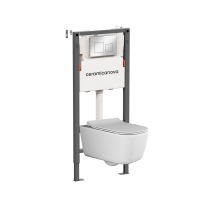 Комплект Подвесной унитаз NEW DAY Rimless + Система инсталляции Balance кнопка Square, хром глянцевый