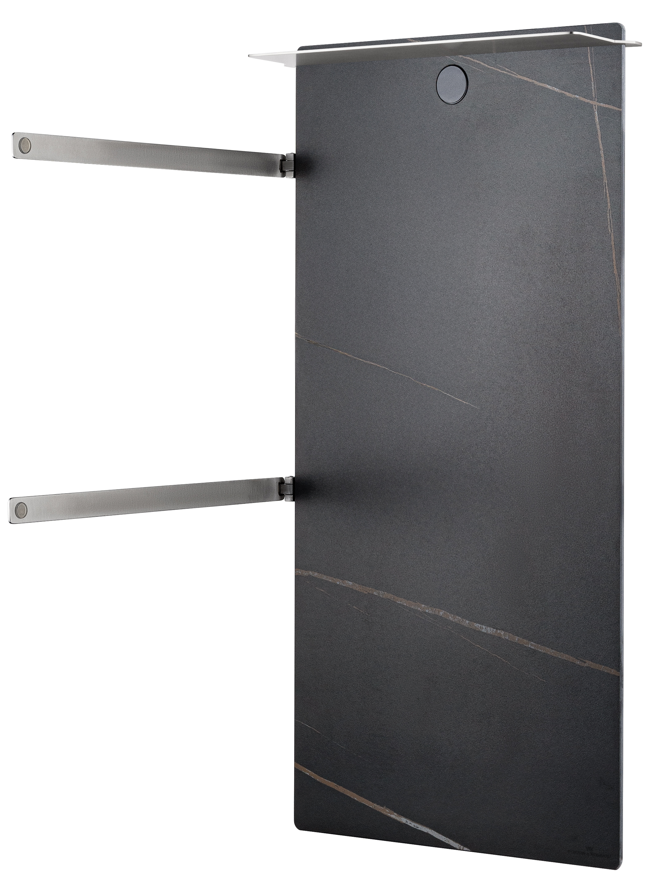 Полотенцесушитель электрический с каменной плитой Черный мрамор WONZON & WOGHAND STUTTGART, Брашированный никель (WW-A504-BR) - Gidratop.ru изображение