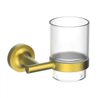 Стакан для зубных щеток с держателем WONZON & WOGHAND SIMPLE, Брашированное золото (WW-6521-BG) - Gidratop.ru изображение