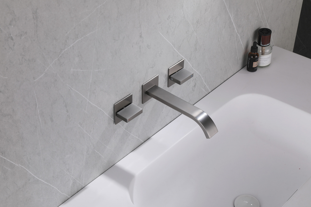 Смеситель ABBER Wasserfall AF8612NG для раковины скрытого монтажа, никель - Gidratop.ru изображение