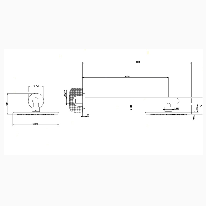Gessi Goccia верхний душ для настенного крепления Oslash;216мм, цвет: черный - Gidratop.ru изображение