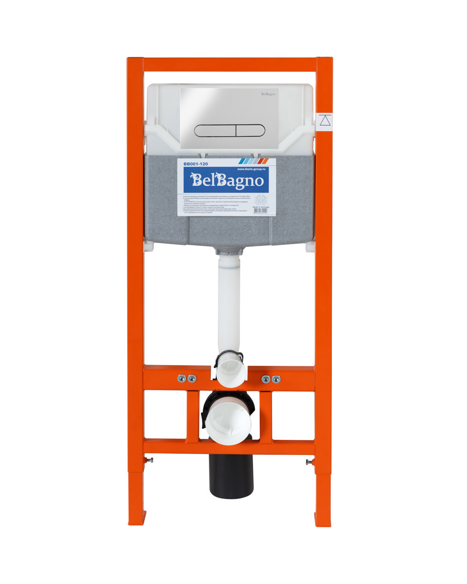 Комплект 2 в 1  Система инсталляции для унитазов BelBagno BB001-120  с кнопкой смыва BB005-PR-CHROME - Gidratop.ru изображение
