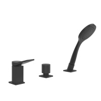 GESSI Rilievo смеситель на борт ванны на 3 отв, с убирающаяся душевой лейкой, для наполнения через слив-перелив, цвет: nero XL - Gidratop.ru изображение