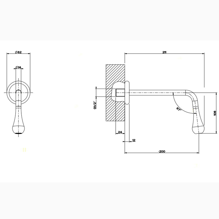 Gessi Goccia настенный излив 200мм, для монтажа с удаленным управлением 33700/33743 (не входит в комплект), цвет: белый - Gidratop.ru изображение