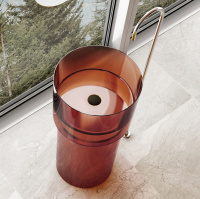 Раковина отдельностоящая прозрачная ABBER Kristall AT2701Opal-H коричневая - Gidratop.ru изображение