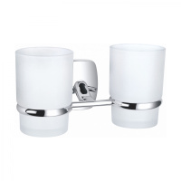 Два стакана для зубных щеток с держателем WONZON & WOGHAND PORTO, Хром (WW-1801) - Gidratop.ru изображение