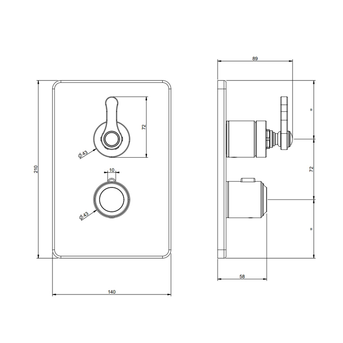 GESSI VENTI20 смеситель встраиваемый, термостатический, с переключателем на 3 положения, внешняя часть, цвет Brushed Brass PVD - Gidratop.ru изображение