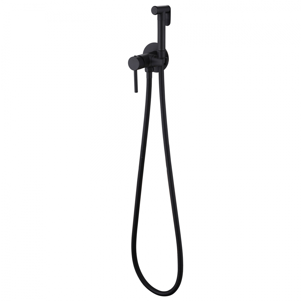 Смеситель ABBER Wasser Kreis AF8125B с гигиеническим душем, черный матовый - Gidratop.ru изображение