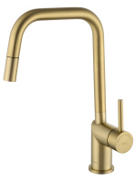 Смеситель для кухни с выдвижым изливом WONZON & WOGHAND, Брашированное золото (WW-6018-BG) - Gidratop.ru изображение