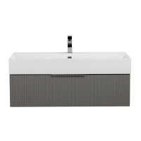 PREMIUM Тумба подвесная под раковину с выдвижным ящиком, 55424 Plisse Grigio nuvola, 90x44x25 - Gidratop.ru изображение