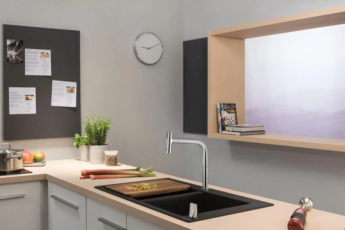 Смеситель Hansgrohe Metris Select M71 73818340 для кухни, тёмный графит - Gidratop.ru изображение