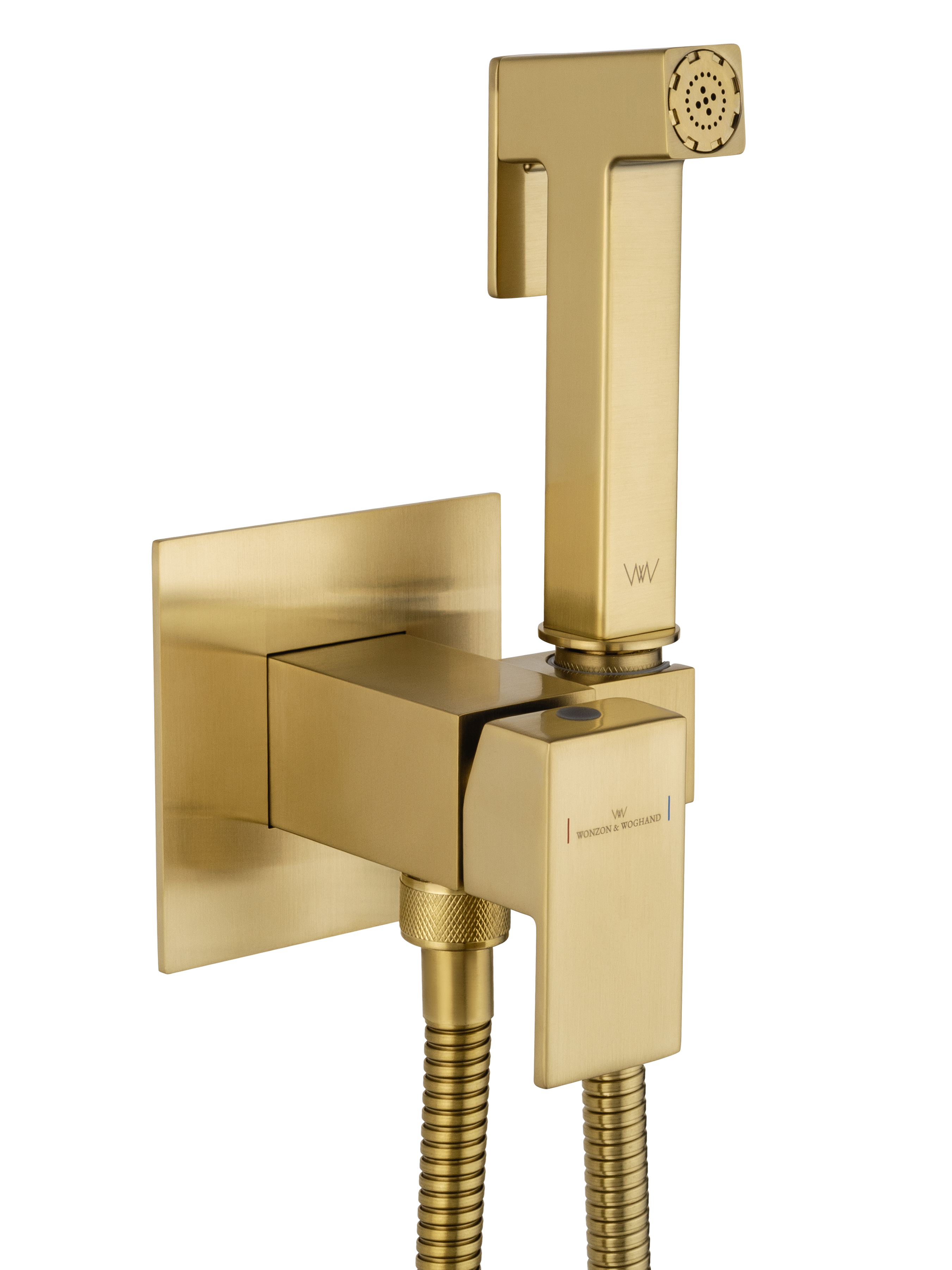 Смеситель с гигиеническим душем встраиваемый WONZON & WOGHAND, Брашированное золото (WW-88829903-BG) - Gidratop.ru изображение