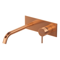 LEAF-BLI1-20-L-SS Смеситель для раковины встраиваемый, однорычажный, излив и ручка на единой площадке, длина излива 20 см, исполнение Sunset - Gidratop.ru изображение