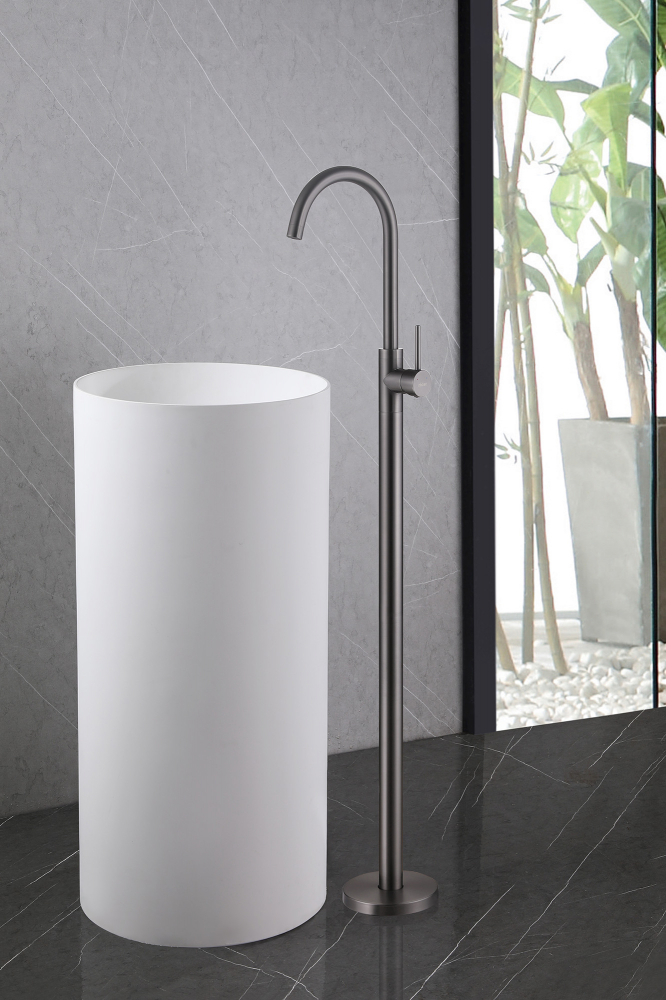 Смеситель ABBER Wasser Kreis AF8141NG напольный для раковины, никель - Gidratop.ru изображение