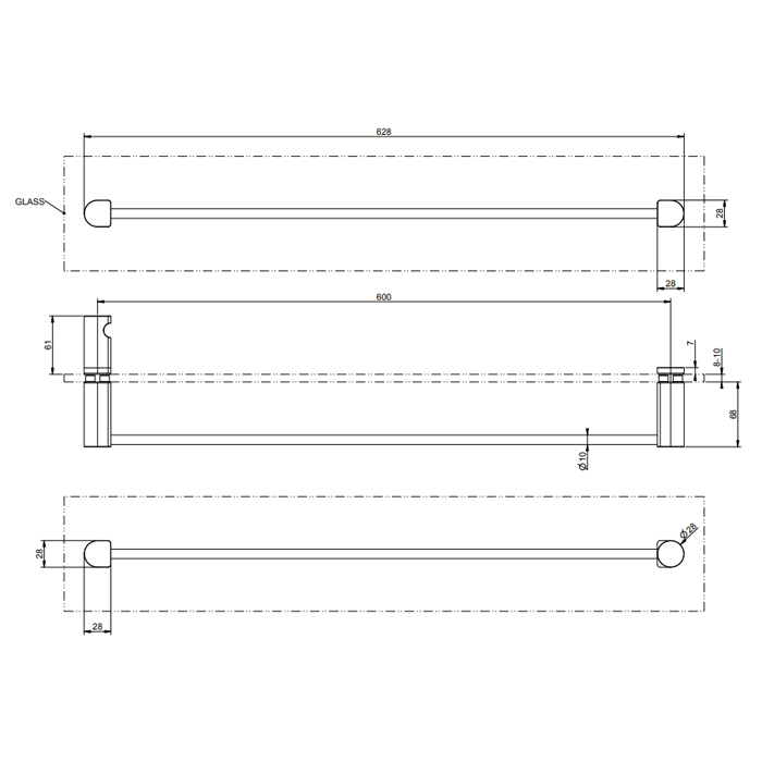 GESSI Rilievo полотенцедержатель, 60 см, цвет: nero XL - Gidratop.ru изображение