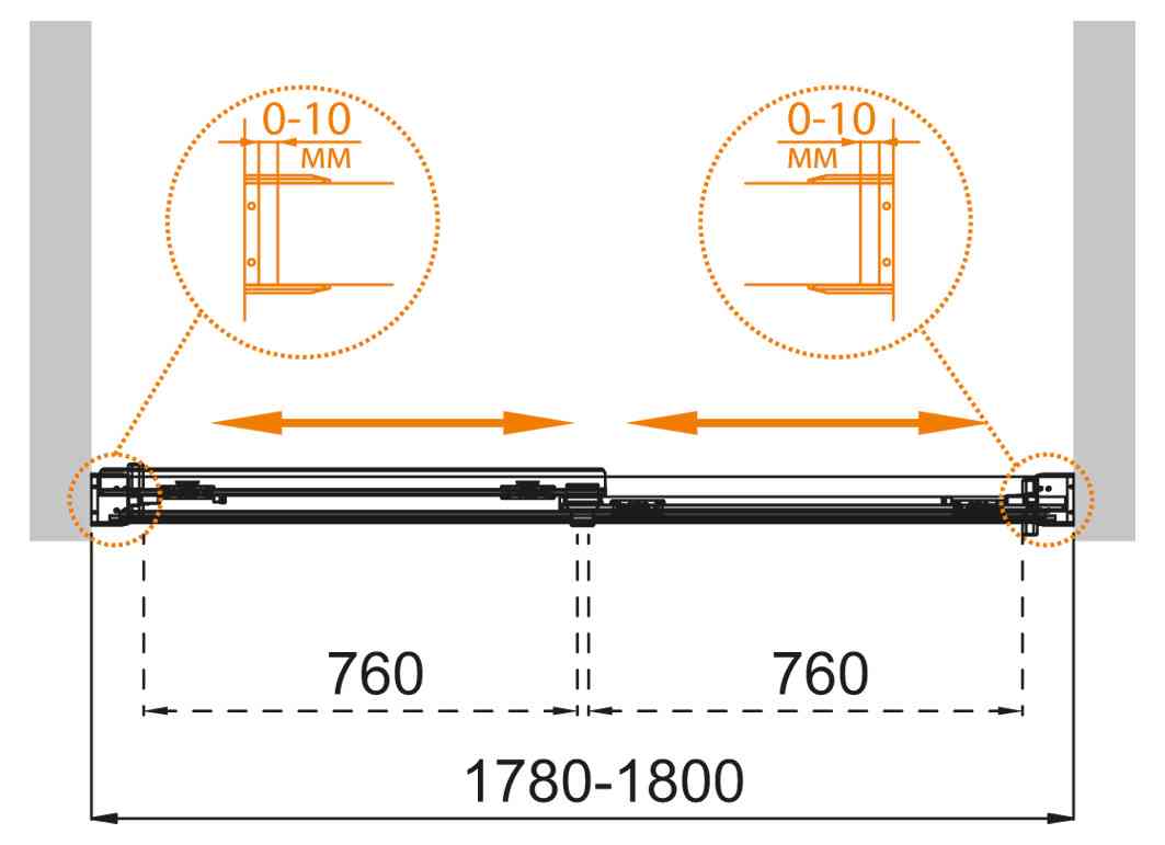Душевая шторка на ванну CEZARES TANDEM-SOFT-VF-2-180/145-P-Cr - Gidratop.ru изображение