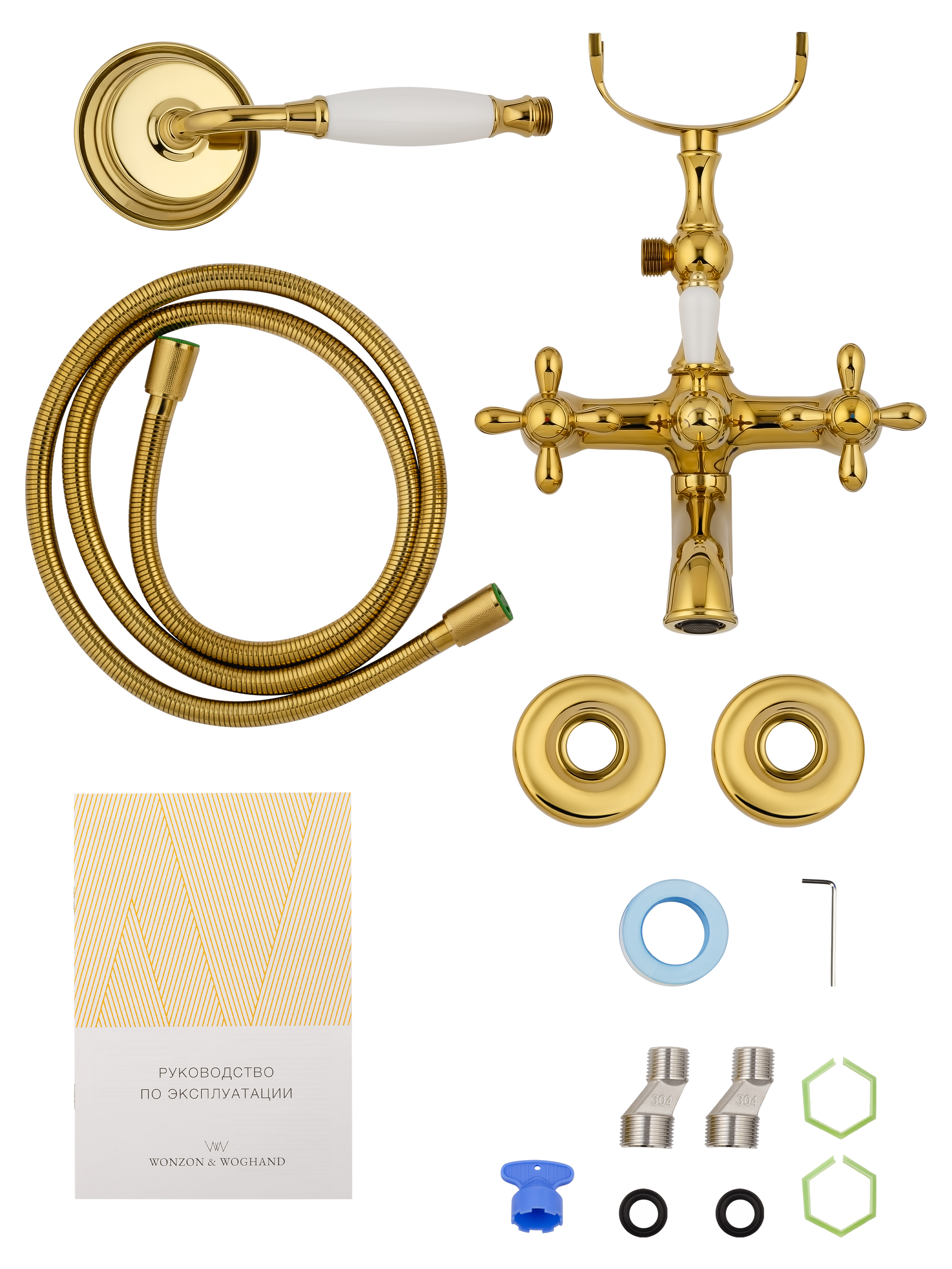 Смеситель для ванны с душем WONZON & WOGHAND RETRO, Глянцевое золото (WW-88639020-PG) - Gidratop.ru изображение