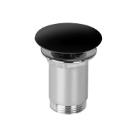 CZR-B-SOC-NOP Донный клапан с с системой "Клик-клак" с переливом, исполнение черный матовый - Gidratop.ru изображение