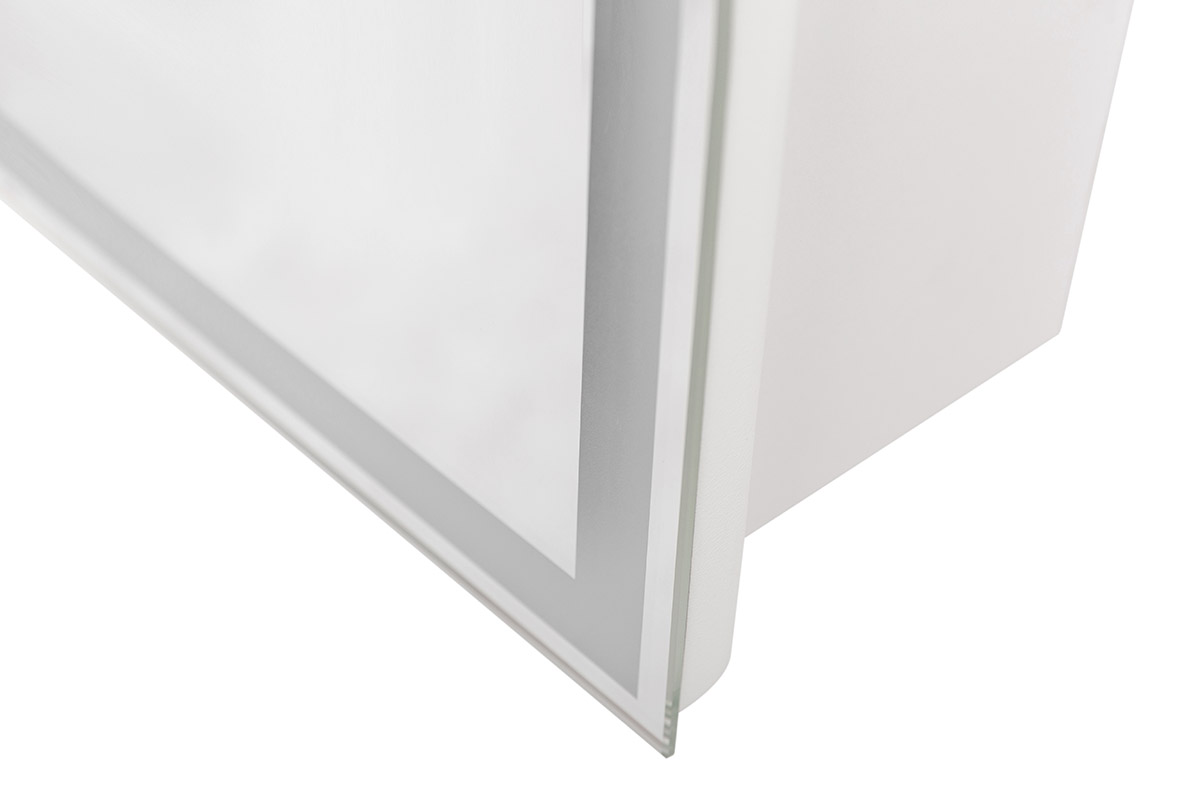 Зеркальный шкаф с одной распашной дверью, с двумя стеклянными полками, со встроенной подсветкой и сенсорным выключателем SPC-GRT-600/800-1A-LED-TCH, 12W, 220-240V, 600x800x150 - Gidratop.ru изображение