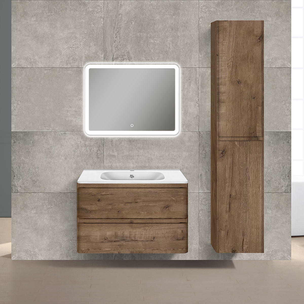 База под раковину Vico 800 подвесная, 2 выкатных ящика soft close, V.Oak - Gidratop.ru изображение