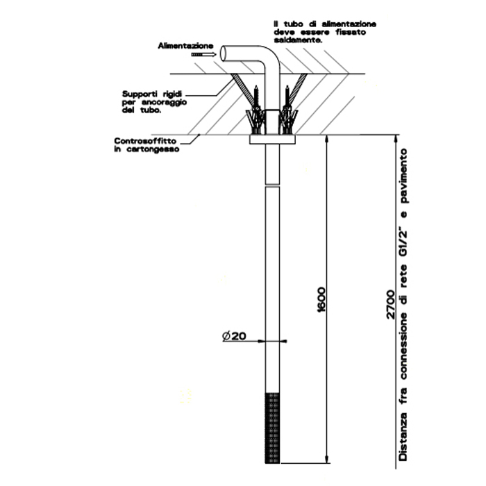 GESSI 316 излив потолочный с удаленным управлением (не входит в комплект), цвет: steel brushed - Gidratop.ru изображение