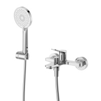 UNIQUE Смеситель для ванны и душа в комплекте с ручным душем, шлангом и держателем, хром UNIQUE-VASM-CRM