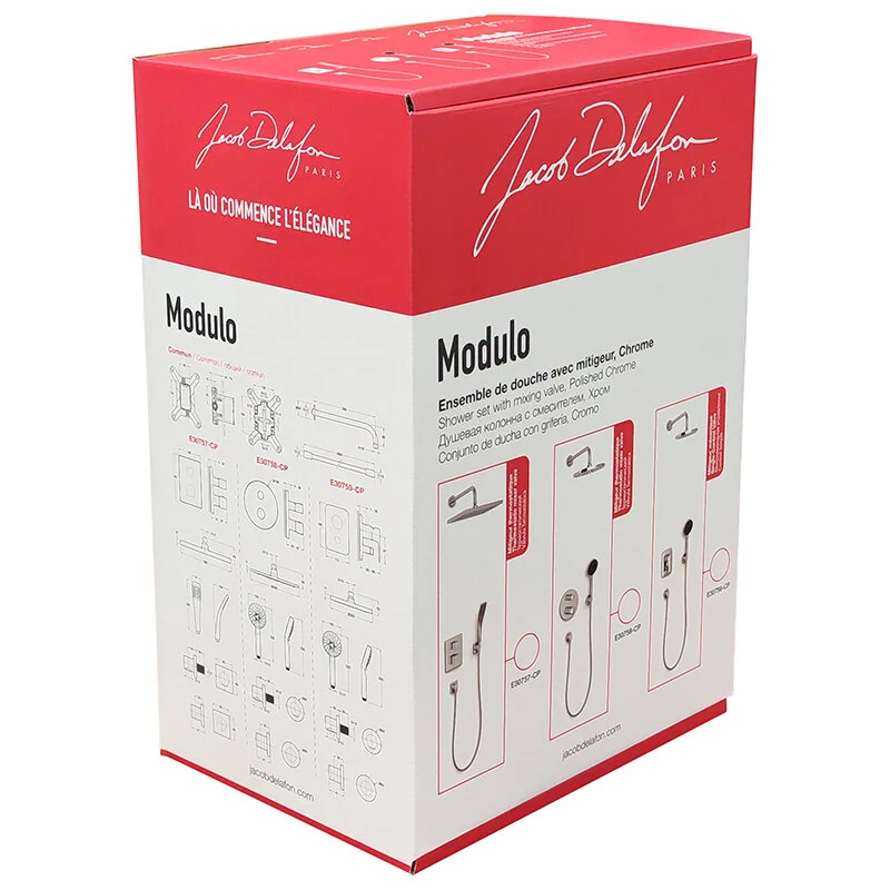 Душевая система Jacob Delafon Modulo E30758-CP, с термостатом, хром - Gidratop.ru изображение